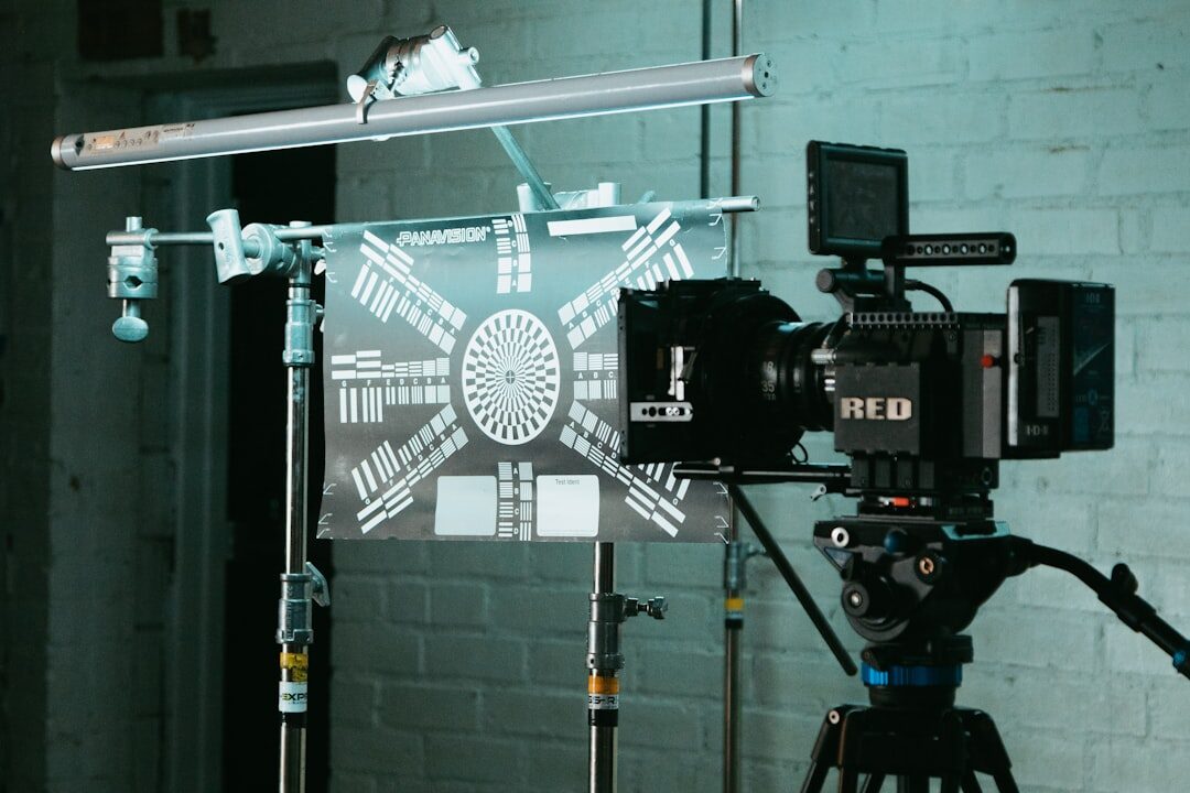 Multiple broadcast cameras positioned around a television set